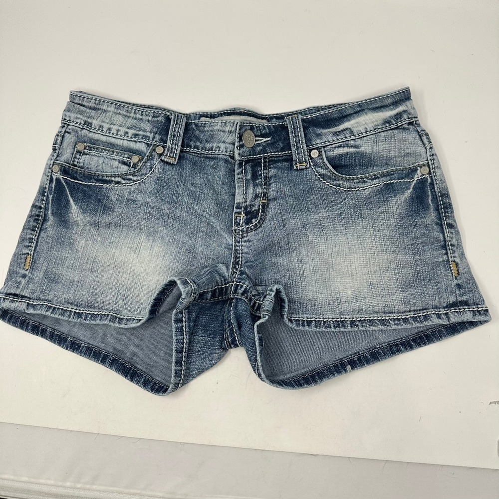 BKE Denim Shorts Women 29 Blue Stella Low Rise Embroidered Stretch B1823B